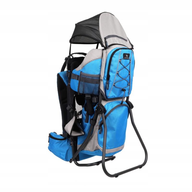 Nosidełko turystyczne Dromader KANGOO – niebieskie, z daszkiem i matą piknikową