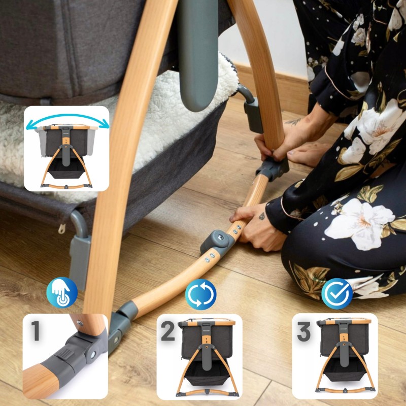 7 poziomów wysokości – łóżeczko Dromader z pełną regulacją